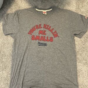 HOMAGE Gray Tee with Red 'You're Killin' Me Smalls' Graphic